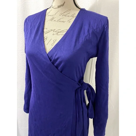 Royal Blue Long Sleeve Wrap Dress - Picture 3 of 3